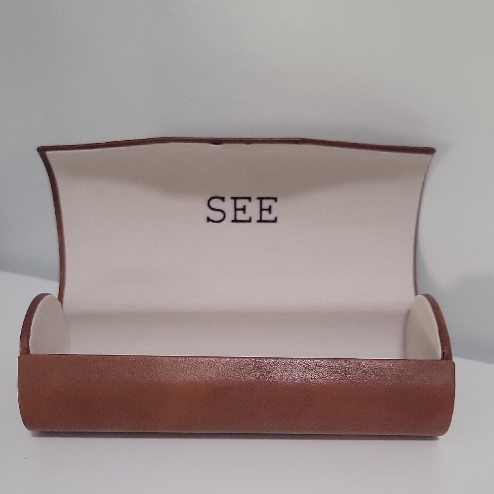 See Like New Brown Leather Eyeglass Case Magnetic Close Limited Edition